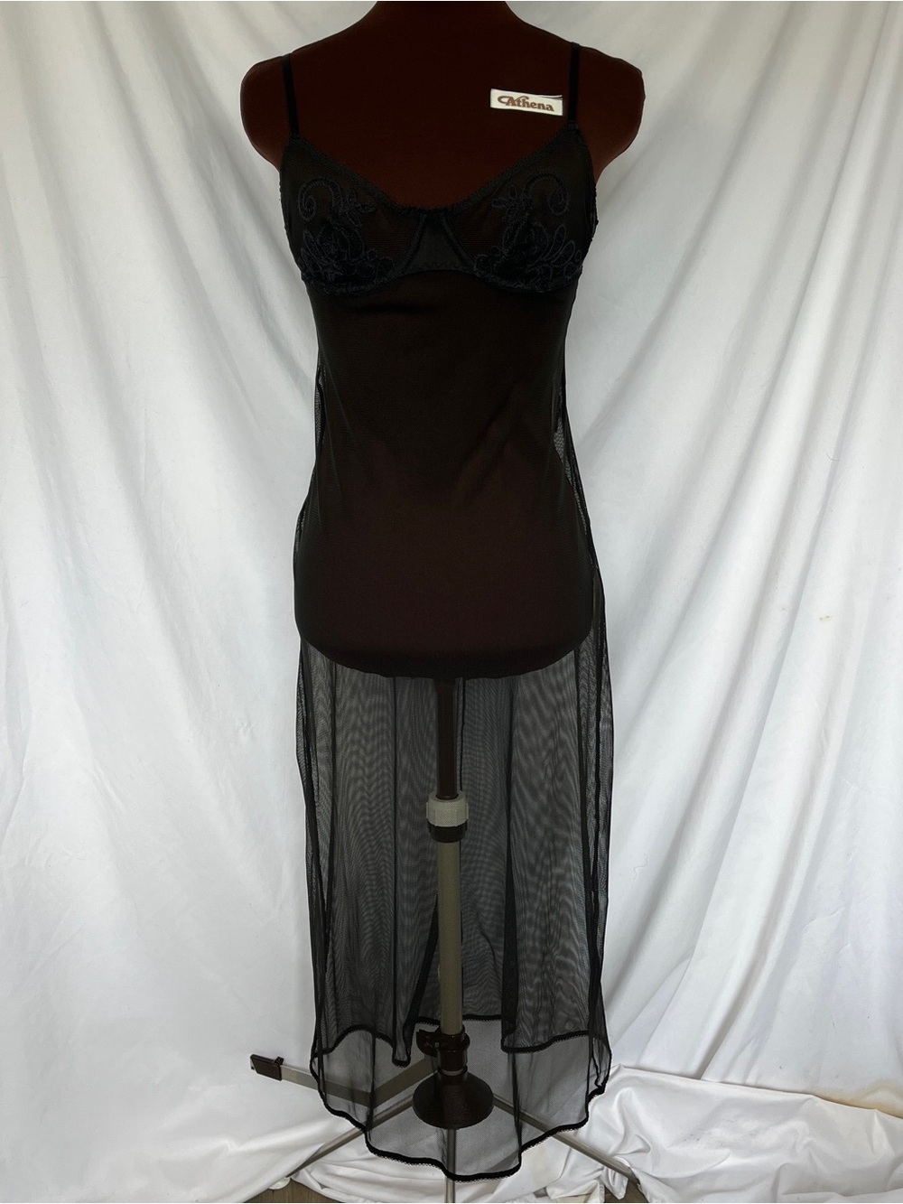 Vintage 1999 Victoria's Secret Black Mesh Lingerie Gown 34B